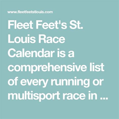 fleet feet st louis race calendar|Calendar .